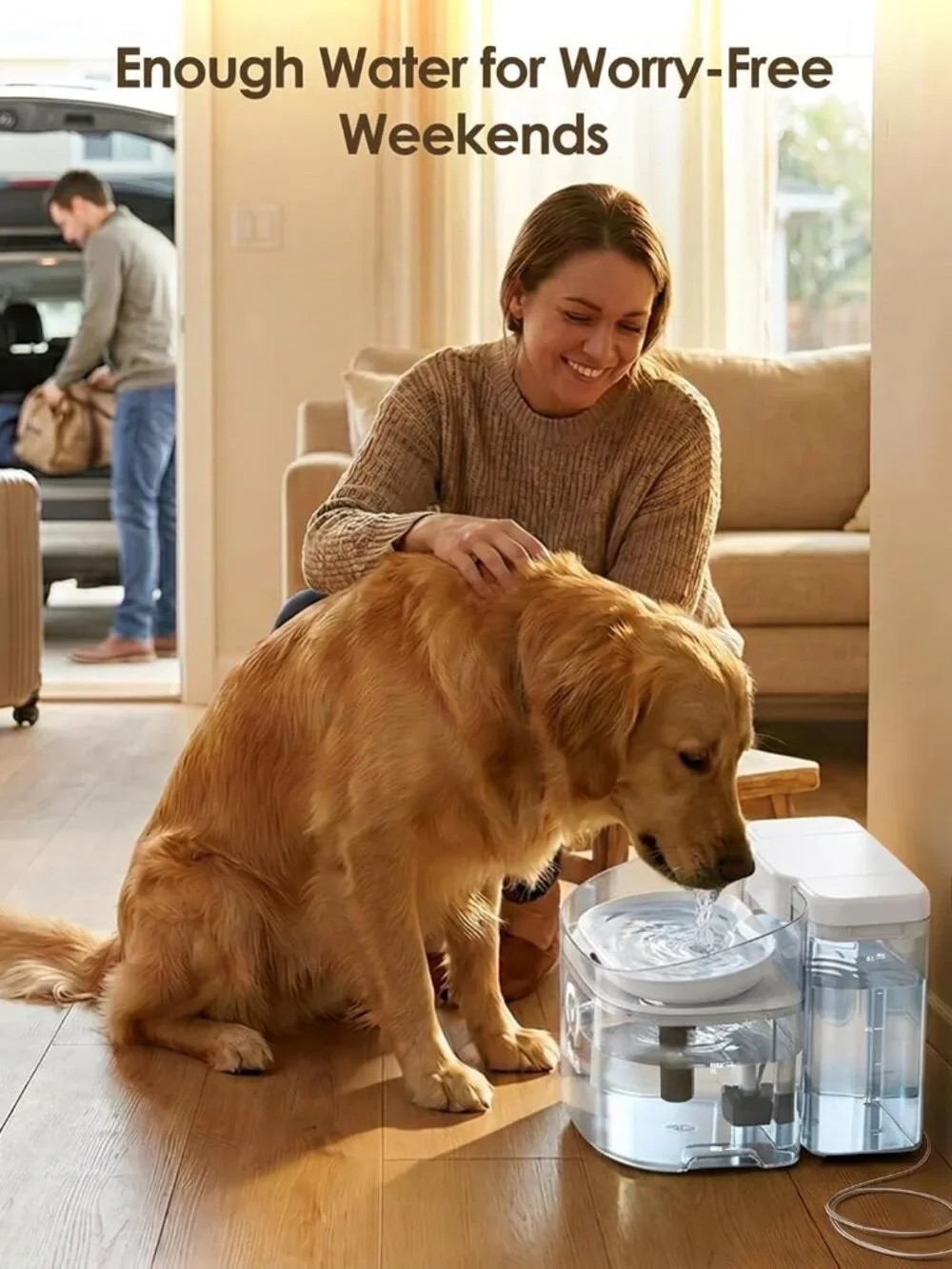 VEWO W16-L 11L Large Dog Water Fountain No Spill Automatic Dispenser White NEW